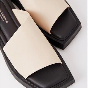 Vagabond Sandals 36 / 6 Evy Leather Asymmetrical Chunky Slip On Slides Sandals